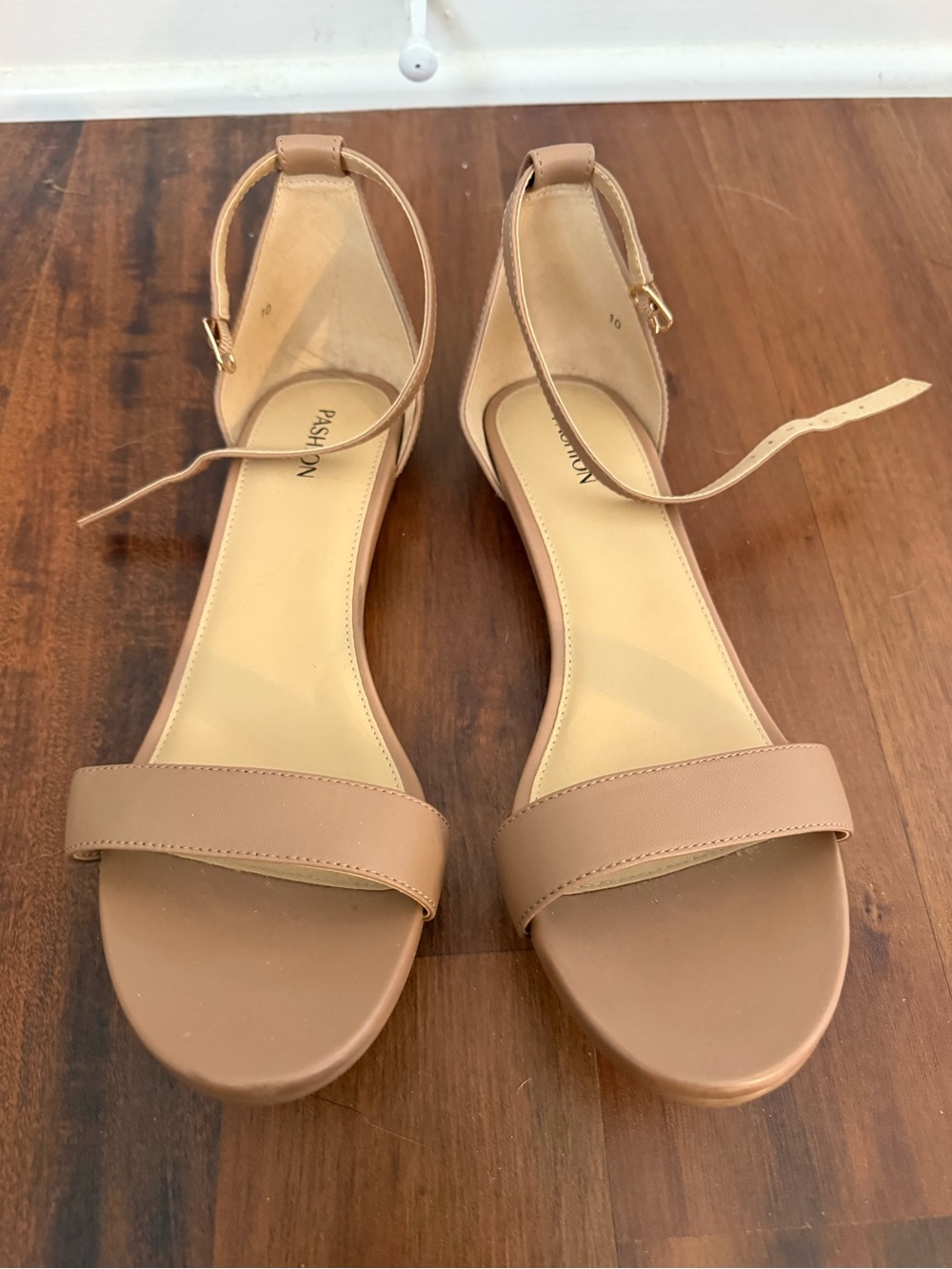 Pashion Footwear Tan Ankle-Strap Open-Toe Sandals